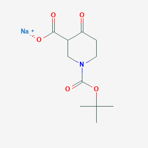molecular formula C11H16NNaO5 B8132539 1-Boc-4-oxo-piperidine-3-carboxylic acid sodium salt 