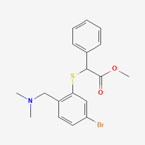 molecular formula C18H20BrNO2S B8132695 Methyl 2-((5-bromo-2-((dimethylamino)methyl)phenyl)thio)-2-phenylacetate 