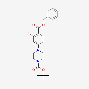 molecular formula C23H27FN2O4 B8132743 tert-Butyl 4-(4-((benzyloxy)carbonyl)-3-fluorophenyl)piperazine-1-carboxylate 