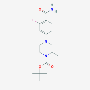 molecular formula C17H24FN3O3 B8132750 tert-Butyl 4-(4-carbamoyl-3-fluorophenyl)-2-methylpiperazine-1-carboxylate 