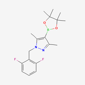 molecular formula C18H23BF2N2O2 B8132763 1-(2,6-Difluoro-benzyl)-3,5-dimethyl-4-(4,4,5,5-tetramethyl-[1,3,2]dioxaborolan-2-yl)-1H-pyrazole 