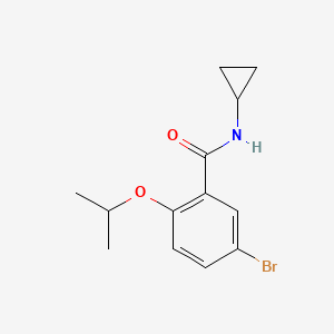 molecular formula C13H16BrNO2 B8132779 5-Bromo-N-cyclopropyl-2-isopropoxybenzamide 