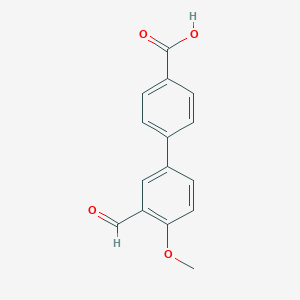 molecular formula C15H12O4 B8132780 3'-Formyl-4'-methoxy-[1,1'-biphenyl]-4-carboxylic acid 