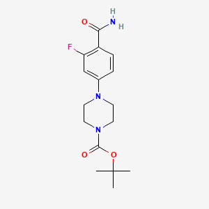 molecular formula C16H22FN3O3 B8132788 tert-Butyl 4-(4-carbamoyl-3-fluorophenyl)piperazine-1-carboxylate 