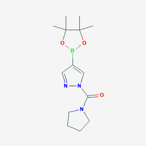 molecular formula C14H22BN3O3 B8132827 Pyrrolidin-1-yl-[4-(4,4,5,5-tetramethyl-[1,3,2]dioxaborolan-2-yl)-pyrazol-1-yl]-methanone 