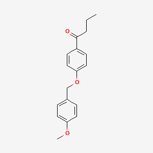molecular formula C18H20O3 B8132835 1-(4-((4-Methoxybenzyl)oxy)phenyl)butan-1-one 