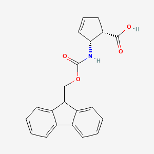 molecular formula C21H19NO4 B8132979 cis-2-(((9H-Fluoren-9-yl)methoxy)carbonylamino)cyclopent-3-ene-1-carboxylic acid, AldrichCPR 