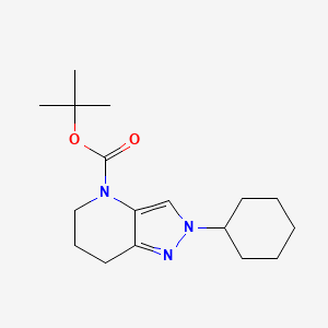 molecular formula C17H27N3O2 B8133033 tert-Butyl 2-cyclohexyl-2,5,6,7-tetrahydro-4H-pyrazolo[4,3-b]pyridine-4-carboxylate 