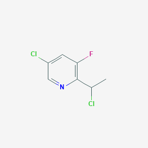 molecular formula C7H6Cl2FN B8133098 5-Chloro-2-(1-chloroethyl)-3-fluoropyridine 