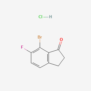 molecular formula C9H7BrClFO B8133252 7-Bromo-6-fluoro-2,3-dihydro-1H-inden-1-one HCl 