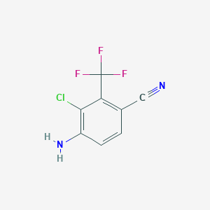 molecular formula C8H4ClF3N2 B8133302 4-Amino-3-chloro-2-(trifluoromethyl)benzonitrile 