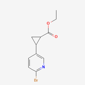 molecular formula C11H12BrNO2 B8133403 Ethyl 2-(6-bromopyridin-3-yl)cyclopropane-1-carboxylate 