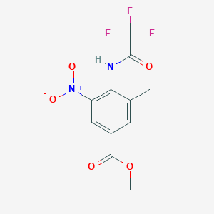molecular formula C11H9F3N2O5 B8133447 3-Methyl-5-nitro-4-(2,2,2-trifluoro-acetylamino)-benzoic acid methyl ester 