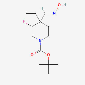 molecular formula C13H23FN2O3 B8133476 tert-butyl3-Fluoro-4-((hydroxyimino)methyl)-4-ethylpiperidine-1-carboxylate 