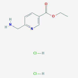 molecular formula C9H14Cl2N2O2 B8133506 Ethyl 6-(aminomethyl)nicotinate dihydrochloride 