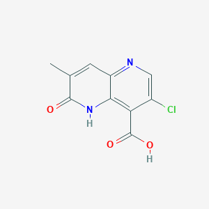 molecular formula C10H7ClN2O3 B8133635 3-Chloro-6-hydroxy-7-methyl-[1,5]naphthyridine-4-carboxylic acid 