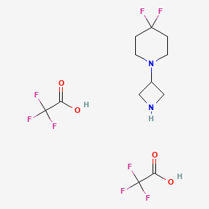 molecular formula C12H16F8N2O4 B8133710 1-(Azetidin-3-yl)-4,4-difluoropiperidine ditrifluoroacetic acid salt 