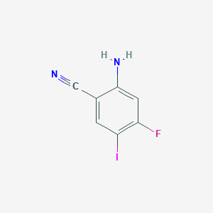 molecular formula C7H4FIN2 B8133747 2-Amino-4-fluoro-5-iodo-benzonitrile 