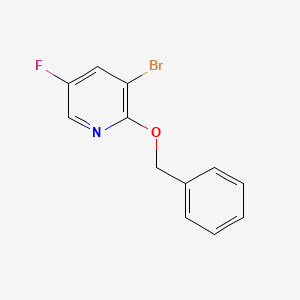 molecular formula C12H9BrFNO B8133807 3-Bromo-5-fluoro-2-phenylmethoxypyridine 