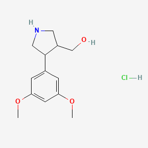 molecular formula C13H20ClNO3 B8133821 [4-(3,5-Dimethoxyphenyl)pyrrolidin-3-yl]methanol hydrochloride 