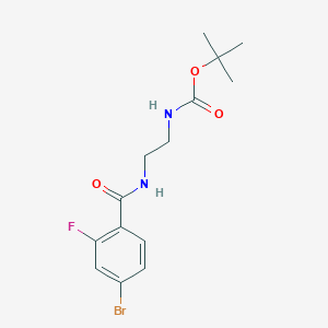 molecular formula C14H18BrFN2O3 B8134041 tert-Butyl N-{2-[(4-bromo-2-fluorophenyl)formamido]ethyl}carbamate 