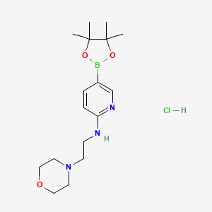 molecular formula C17H29BClN3O3 B8134116 N-[2-(Morpholin-4-yl)ethyl]-5-(tetramethyl-1,3,2-dioxaborolan-2-yl)pyridin-2-amine hydrochloride 