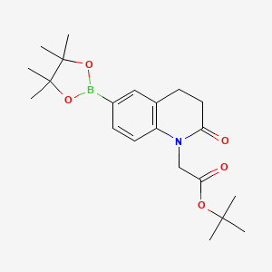 molecular formula C21H30BNO5 B8134124 Tert-butyl 2-[2-oxo-6-(4,4,5,5-tetramethyl-1,3,2-dioxaborolan-2-yl)-3,4-dihydroquinolin-1-yl]acetate 