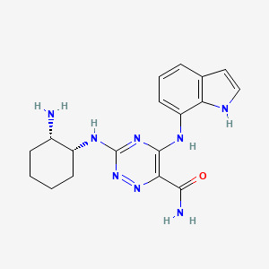 molecular formula C18H22N8O B8134197 3-{[(1r,2s)-2-Aminocyclohexyl]amino}-5-(1h-Indol-7-Ylamino)-1,2,4-Triazine-6-Carboxamide 