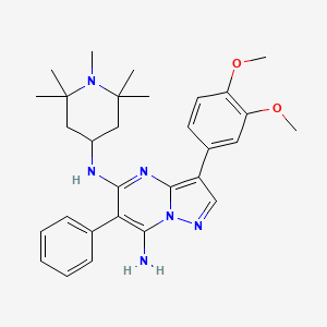molecular formula C30H38N6O2 B8134216 3-(3,4-dimethoxyphenyl)-N5-(1,2,2,6,6-pentamethylpiperidin-4-yl)-6-phenylpyrazolo[1,5-a]pyrimidine-5,7-diamine 