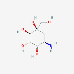 molecular formula C7H15NO5 B8134228 (1R,2R,3S,4R,5R)-5-amino-1-(hydroxymethyl)cyclohexane-1,2,3,4-tetrol 