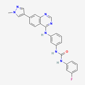 molecular formula C25H20FN7O B8134260 1-(3-Fluorophenyl)-3-(3-((7-(1-methyl-1H-pyrazol-4-yl)quinazolin-4-yl)amino)phenyl)urea 