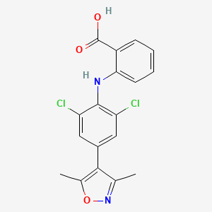 molecular formula C18H14Cl2N2O3 B8134296 2-((2,6-二氯-4-(3,5-二甲基异恶唑-4-基)苯基)氨基)苯甲酸 