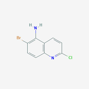 molecular formula C9H6BrClN2 B8134325 6-Bromo-2-chloroquinolin-5-amine 
