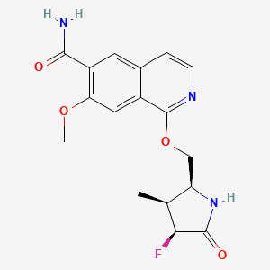 molecular formula C17H18FN3O4 B8134379 1-(((2S,3S,4S)-4-Fluoro-3-methyl-5-oxopyrrolidin-2-yl)methoxy)-7-methoxyisoquinoline-6-carboxamide 