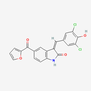 molecular formula C20H11Cl2NO4 B8134383 3-(3,5-Dichloro-4-hydroxybenzylidene)-5-(2-furanylcarbonyl)indoline-2-one 