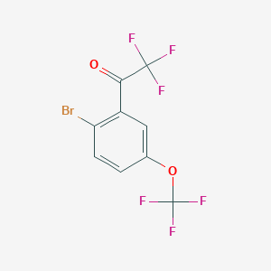 molecular formula C9H3BrF6O2 B8134434 1-[2-Bromo-5-(trifluoromethoxy)phenyl]-2,2,2-trifluoroethanone 