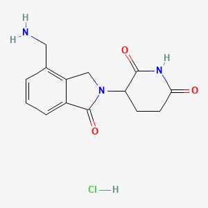 molecular formula C14H16ClN3O3 B8134444 3-(4-(Aminomethyl)-1-oxoisoindolin-2-yl)piperidine-2,6-dione hydrochloride 