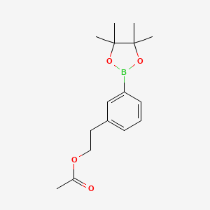 molecular formula C16H23BO4 B8134457 2-[3-(4,4,5,5-Tetramethyl-1,3,2-dioxaborolan-2-yl)phenyl]ethyl acetate 