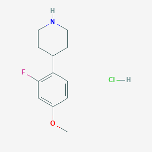 molecular formula C12H17ClFNO B8134504 4-(2-Fluoro-4-methoxyphenyl)piperidine hydrochloride 