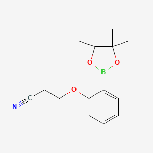 molecular formula C15H20BNO3 B8134529 3-[2-(4,4,5,5-Tetramethyl-[1,3,2]dioxaborolan-2-yl)-phenoxy]-propionitrile 