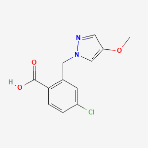 molecular formula C12H11ClN2O3 B8134545 4-Chloro-2-(4-methoxypyrazol-1-ylmethyl)-benzoic acid 