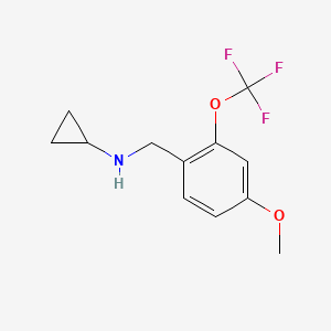 molecular formula C12H14F3NO2 B8134565 Cyclopropyl-(4-methoxy-2-trifluoromethoxybenzyl)-amine 