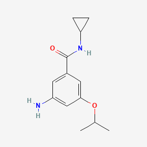 molecular formula C13H18N2O2 B8134571 3-Amino-N-cyclopropyl-5-isopropoxybenzamide 
