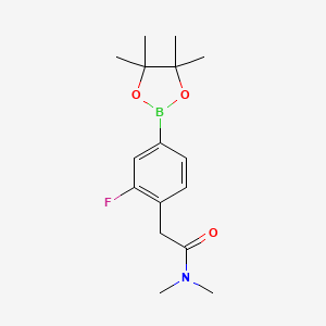 molecular formula C16H23BFNO3 B8134579 2-[2-Fluoro-4-(4,4,5,5-tetramethyl-[1,3,2]dioxaborolan-2-yl)-phenyl]-N,N-dimethyl-acetamide 