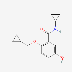 molecular formula C14H17NO3 B8134580 N-Cyclopropyl-2-cyclopropylmethoxy-5-hydroxybenzamide 