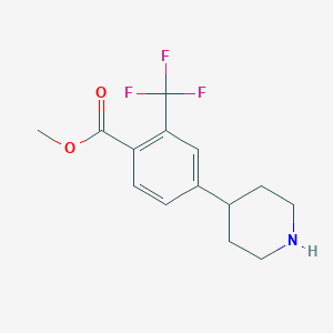 molecular formula C14H16F3NO2 B8134596 Methyl 4-(piperidin-4-yl)-2-(trifluoromethyl)benzoate 