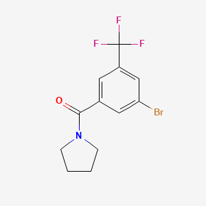 molecular formula C12H11BrF3NO B8134625 (3-Bromo-5-trifluoromethylphenyl)-pyrrolidin-1-yl-methanone 