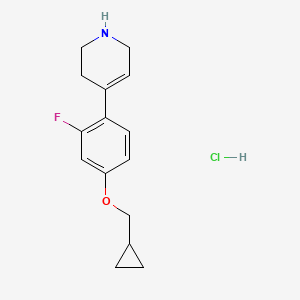 molecular formula C15H19ClFNO B8134648 4-(4-(Cyclopropylmethoxy)-2-fluorophenyl)-1,2,3,6-tetrahydropyridine hydrochloride 
