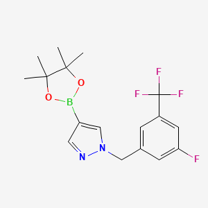molecular formula C17H19BF4N2O2 B8134667 1-(3-Fluoro-5-trifluoromethyl-benzyl)-4-(4,4,5,5-tetramethyl-[1,3,2]dioxaborolan-2-yl)-1H-pyrazole 