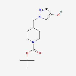 molecular formula C14H23N3O3 B8134692 4-(4-Hydroxypyrazol-1-ylmethyl)-piperidine-1-carboxylic acid tert-butyl ester 